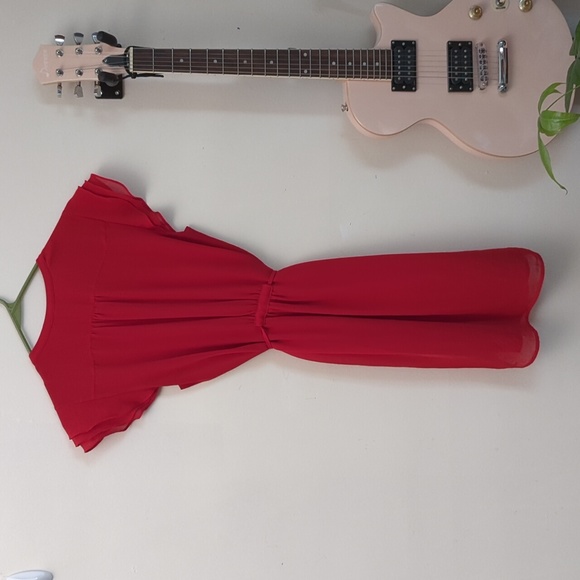 Bright Red H&M lightweight flowy summer dress, size 8 - Picture 4 of 11